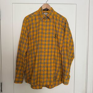 Faconnable Albert Goldberd Shirt Mens Sz S Yellow Plaid Button Down Logo Cotton